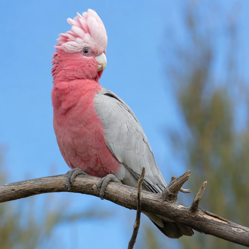 Cacatúa Galah (Eolophus roseicapilla) – pecho rosa y alas grises