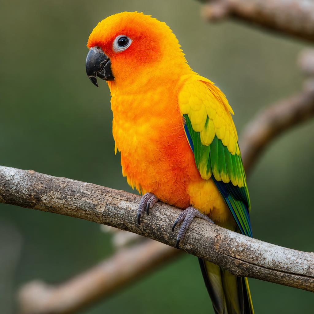 Conuro del Sol (Aratinga solstitialis) – plumaje dorado y naranja