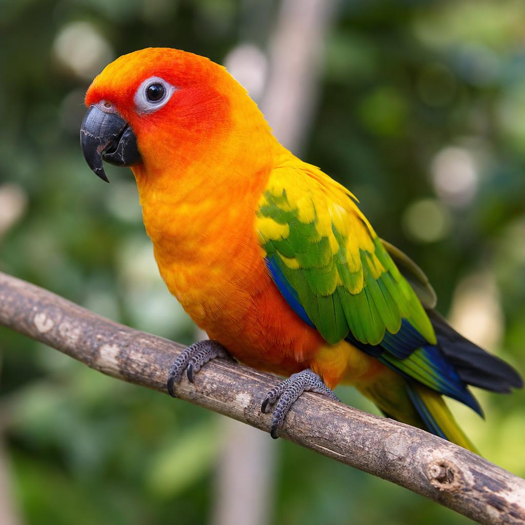 Conuro Jenday (Aratinga jandaya) – cabeza naranja y alas verdes