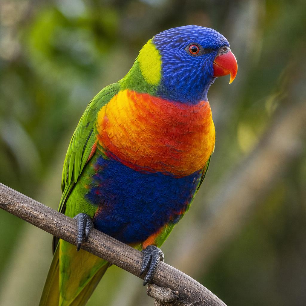 Lorikeet Arcoíris (Trichoglossus moluccanus) – plumaje multicolor espectacular