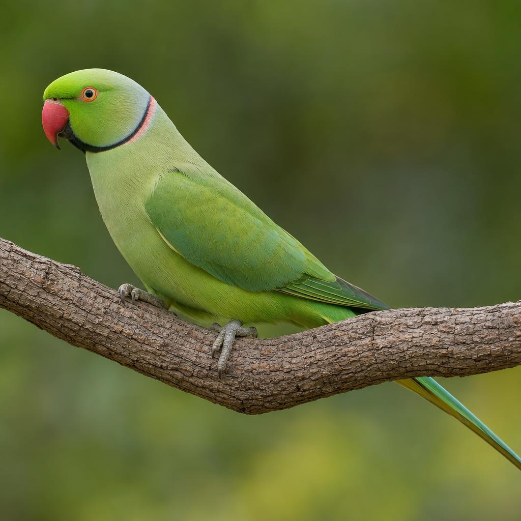 Periquito de Collar Indio (Psittacula krameri) – collar rosa y negro
